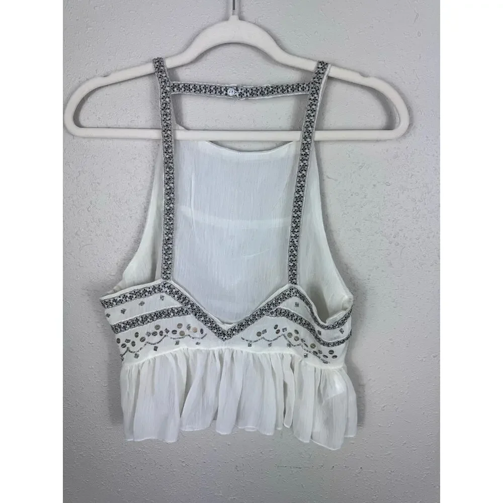 Free People Camille Silky Embroidered Camisole Womens Size Small